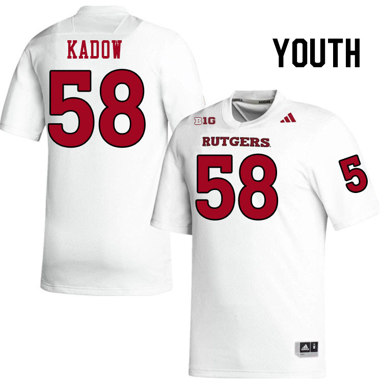 Youth #58 Carter Kadow Rutgers Scarlet Knights 2024 College Football Jerseys Stitched-White